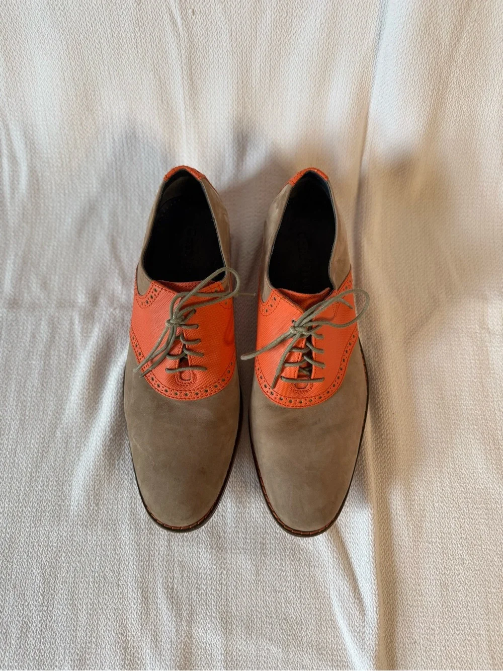Cole Haan Two-Tone Suede & Leather Oxford - Orange and Taupe